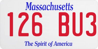MA license plate 126BU3