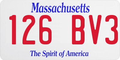 MA license plate 126BV3