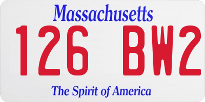 MA license plate 126BW2