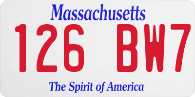 MA license plate 126BW7