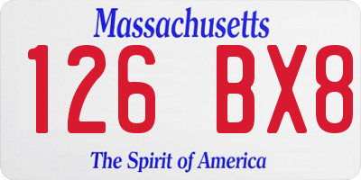 MA license plate 126BX8