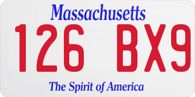 MA license plate 126BX9