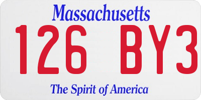 MA license plate 126BY3