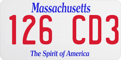 MA license plate 126CD3