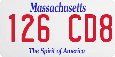 MA license plate 126CD8