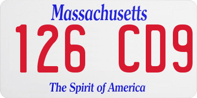 MA license plate 126CD9