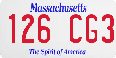 MA license plate 126CG3