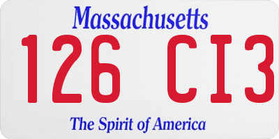 MA license plate 126CI3
