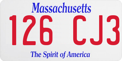 MA license plate 126CJ3