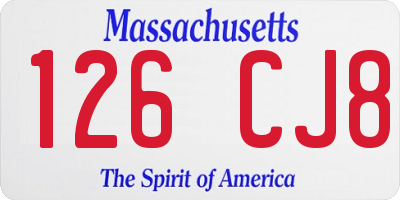MA license plate 126CJ8