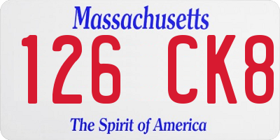 MA license plate 126CK8