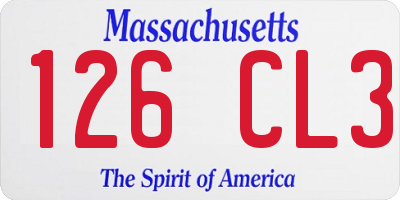 MA license plate 126CL3