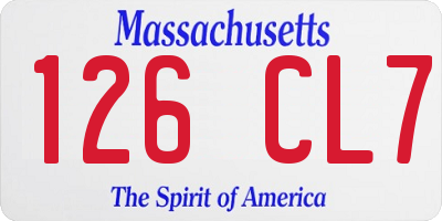 MA license plate 126CL7
