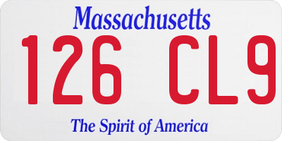 MA license plate 126CL9