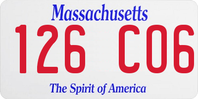 MA license plate 126CO6