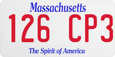MA license plate 126CP3