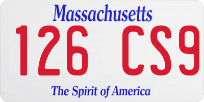 MA license plate 126CS9
