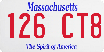 MA license plate 126CT8