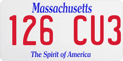 MA license plate 126CU3