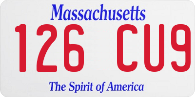 MA license plate 126CU9