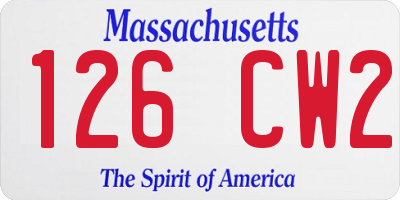 MA license plate 126CW2