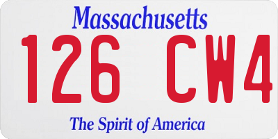 MA license plate 126CW4