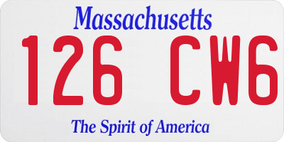 MA license plate 126CW6
