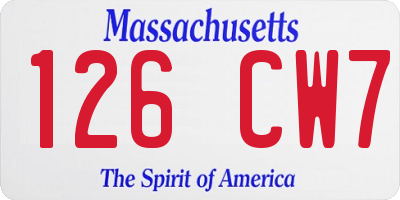 MA license plate 126CW7