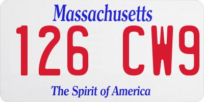 MA license plate 126CW9
