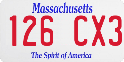 MA license plate 126CX3