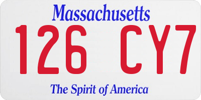 MA license plate 126CY7
