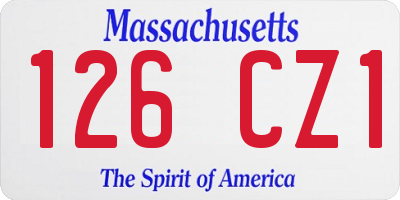 MA license plate 126CZ1