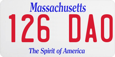 MA license plate 126DA0