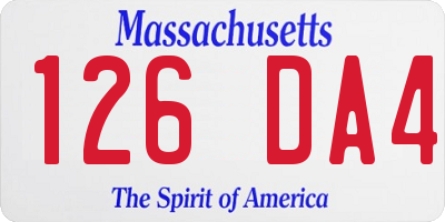 MA license plate 126DA4