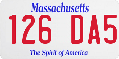 MA license plate 126DA5