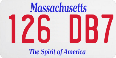 MA license plate 126DB7