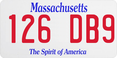 MA license plate 126DB9