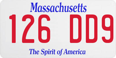 MA license plate 126DD9