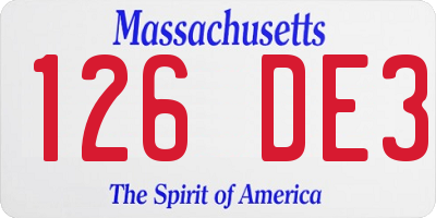 MA license plate 126DE3