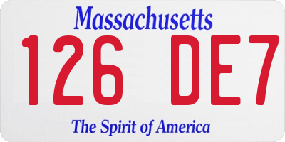 MA license plate 126DE7