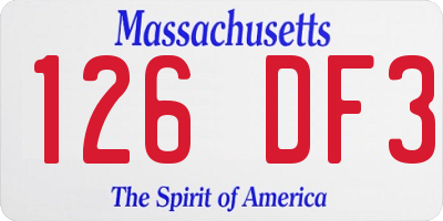 MA license plate 126DF3