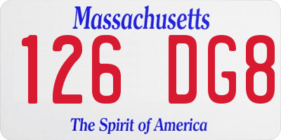 MA license plate 126DG8
