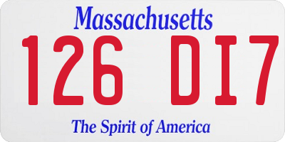 MA license plate 126DI7