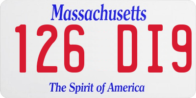 MA license plate 126DI9