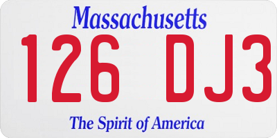 MA license plate 126DJ3