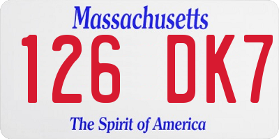 MA license plate 126DK7
