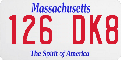 MA license plate 126DK8