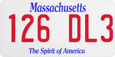 MA license plate 126DL3