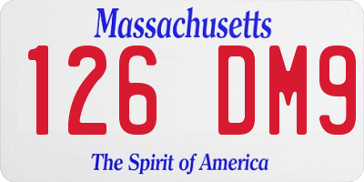 MA license plate 126DM9