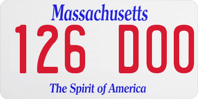 MA license plate 126DO0